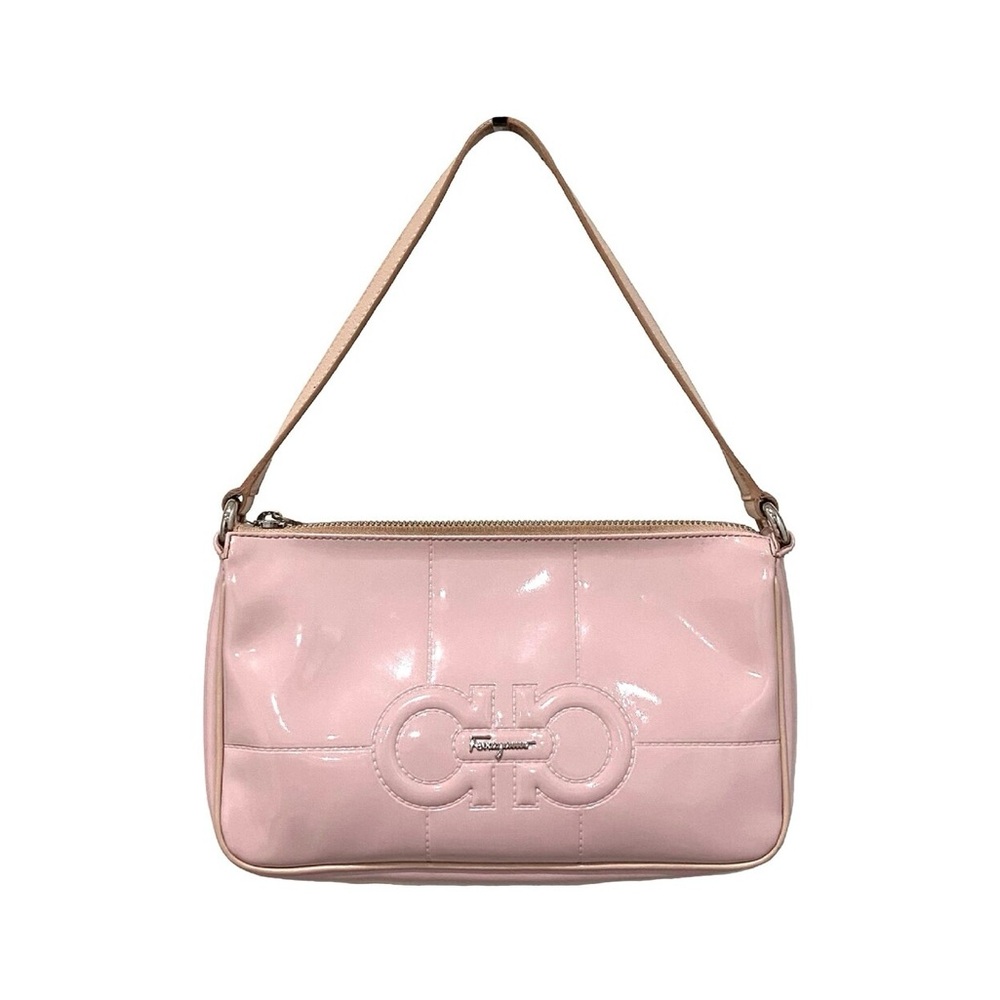 Salvatore Ferragamo Gancini Patent Leather Shoulder Bag